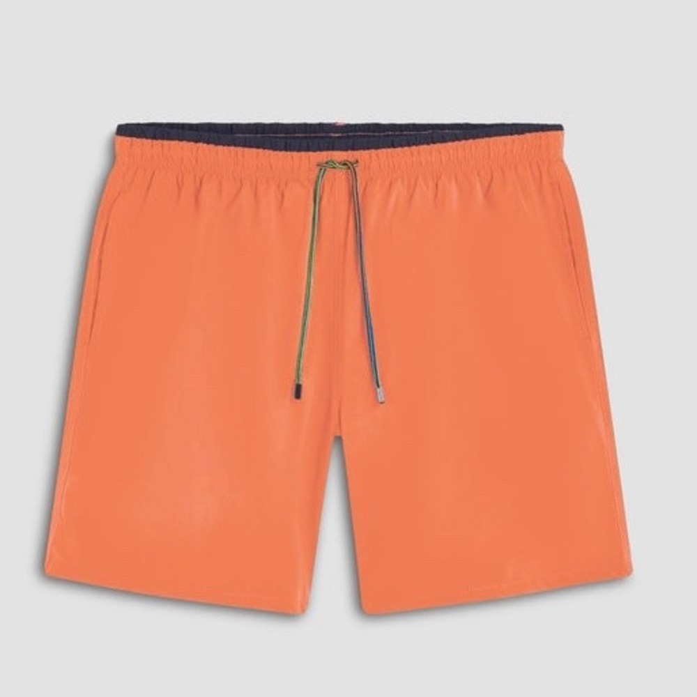 New‎ Bugatchi Quinn Solid Swim Trunks in Tangerine Size XXL